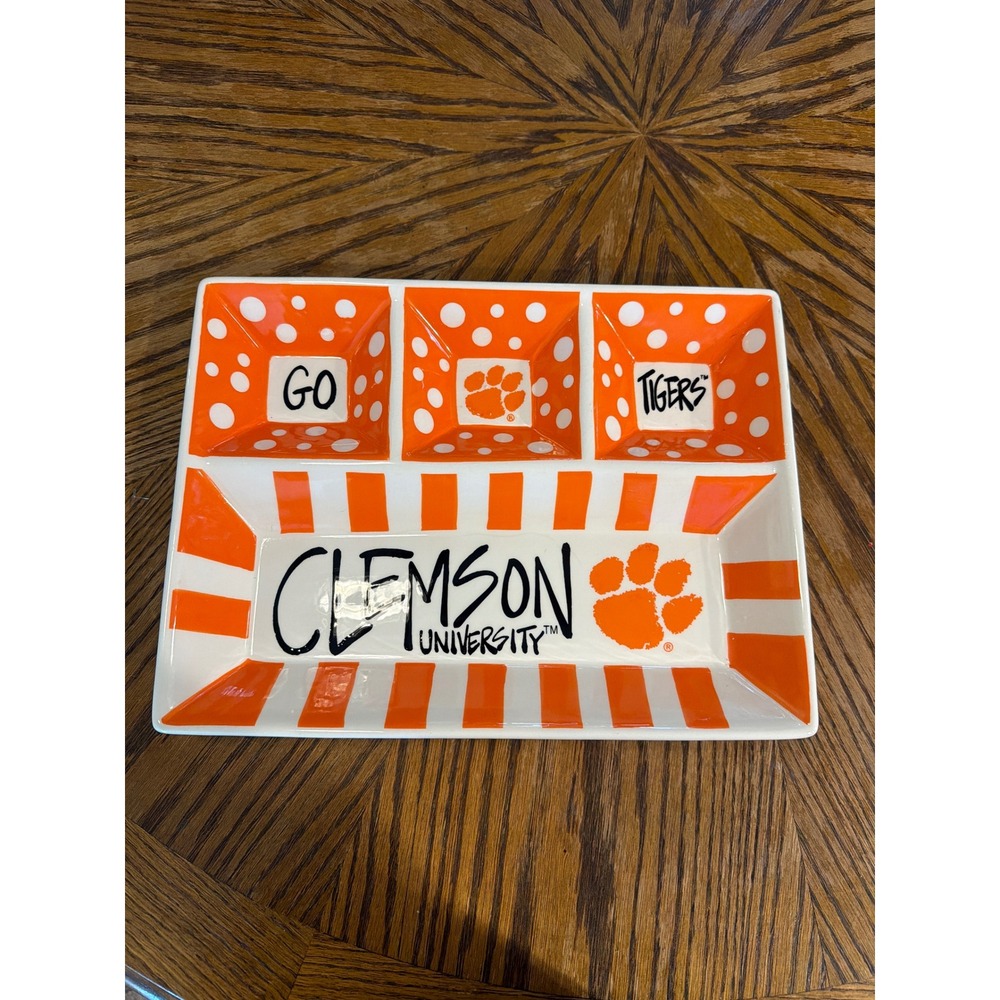 Magnolia Lane Clemson University Tigers Ceramic Divided Serving Platter Tray